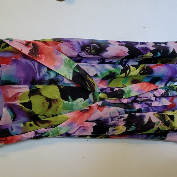 New Tahari women's 4 colorful floral mid dress with waist tie - Picture 8 of 9